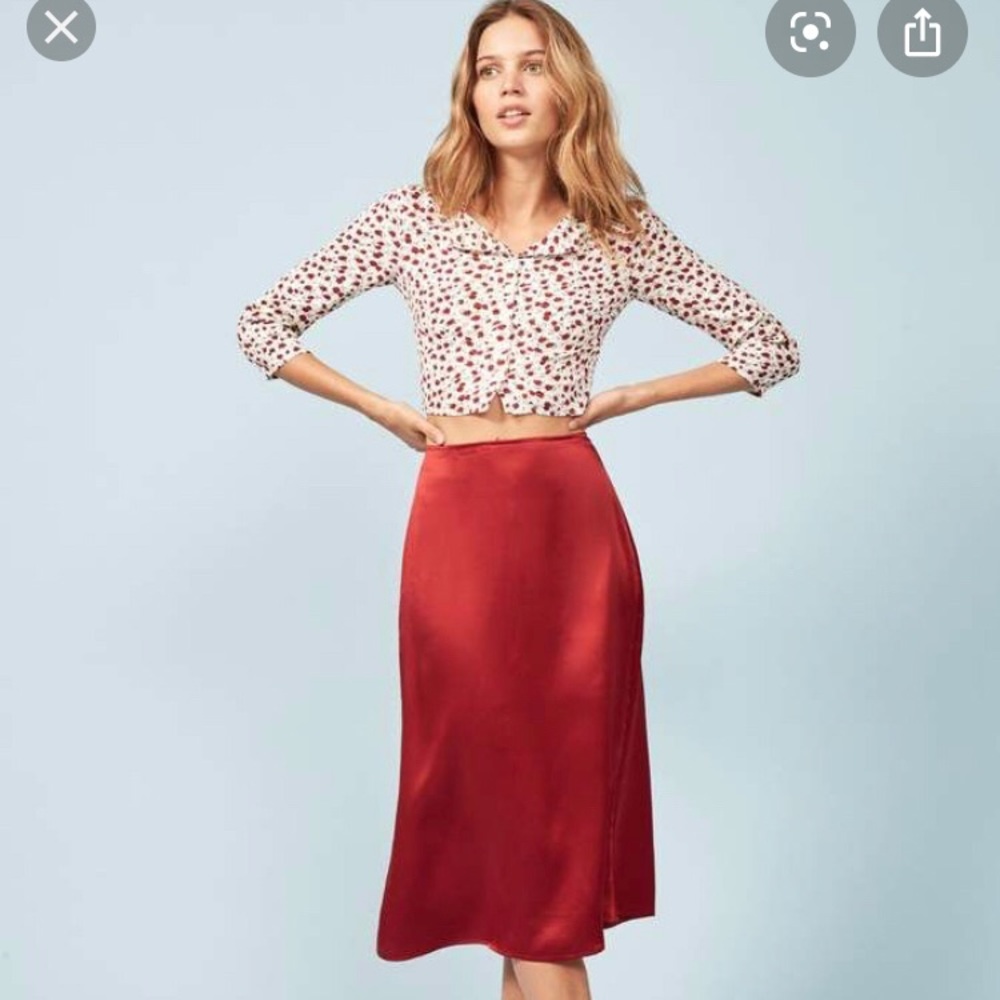 Reformation Violetta Red Skirt